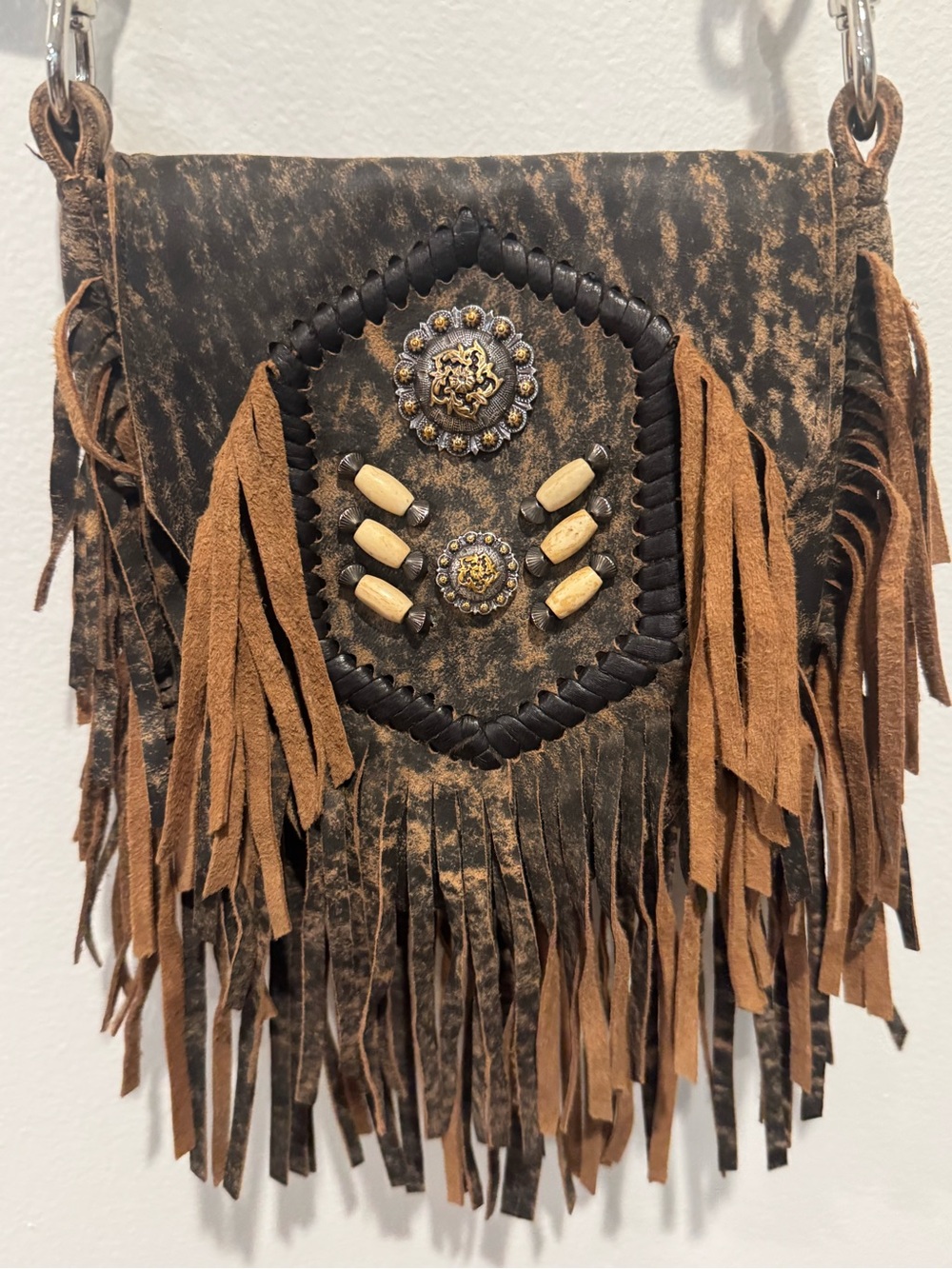 RARE American Tribe Western Fringe Leather Crossbody Bag Western/Boho Vibe! 🤠